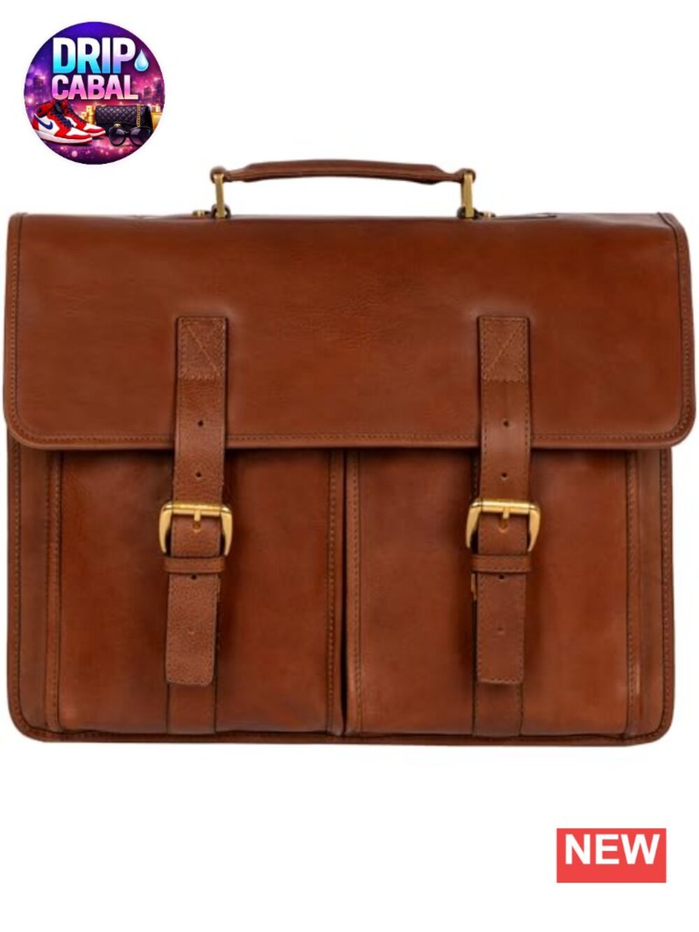 Full Grain Vachetta Leather Briefcase Handcrafted in Italy Laptop Bag
